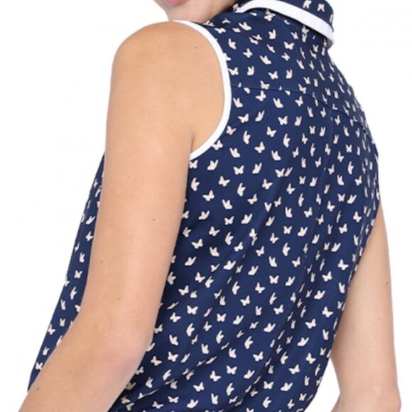 🏷️NWT Belyn Key Ladies Birdie Sleeveless Golf Polo Shirt Butterfly Print Size S - Picture 8 of 8